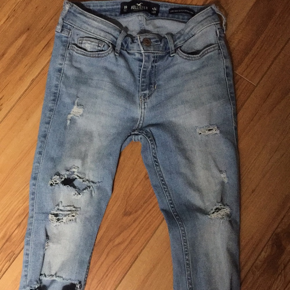 Hollister Jeans Holes Low Rise Super Skinny Crop - Picture 3 of 10
